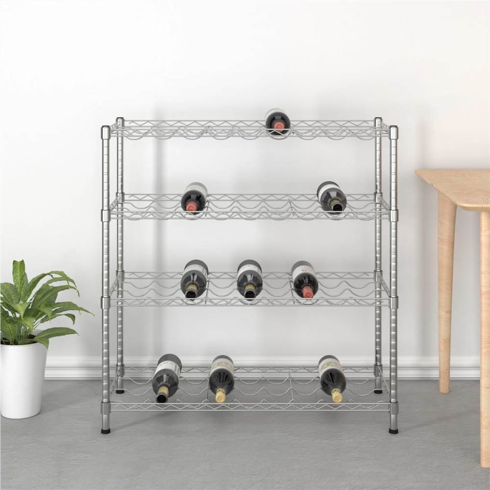4-Tier Wine Rack for 36 Bottles Chromed Iron