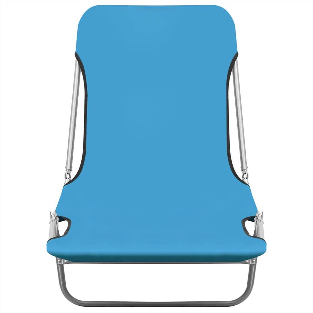 Folding Sun Loungers 2 pcs Steel and Fabric Blue