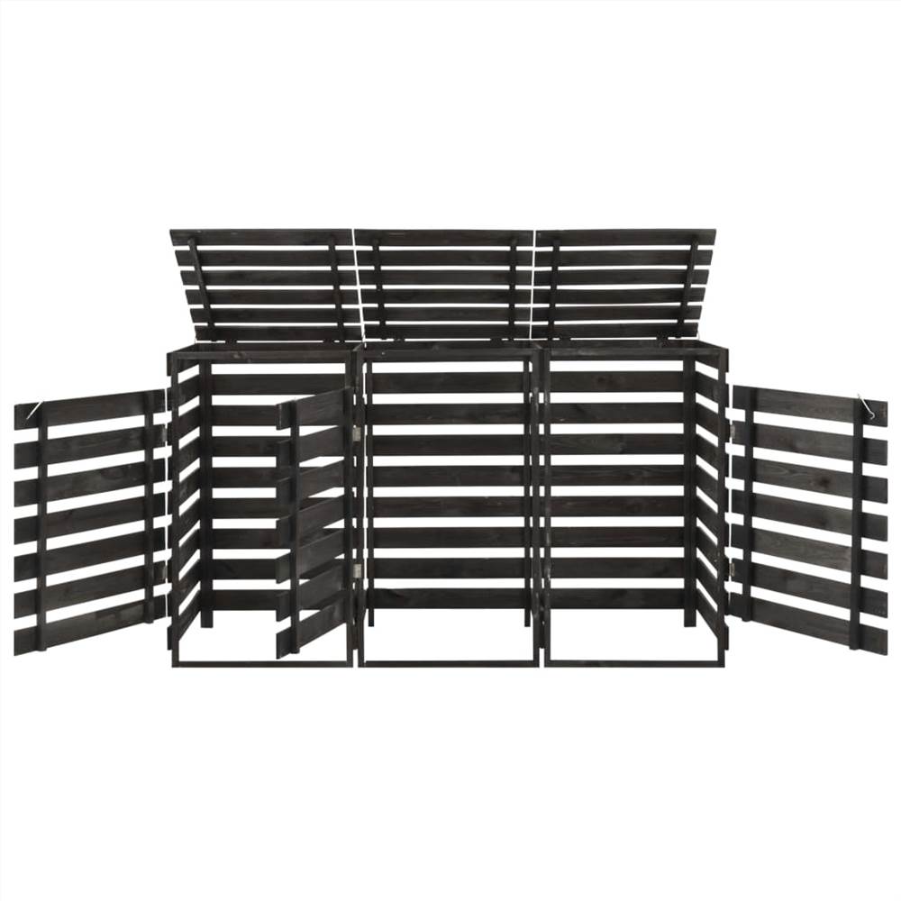 Triple Wheelie Bin Shed 210x75x121 cm Painted Solid Pinewood