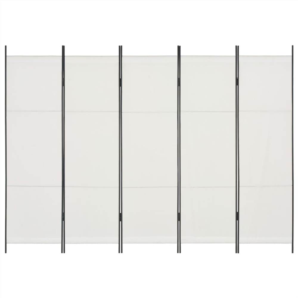 5-Panel Room Divider White 250x180 cm