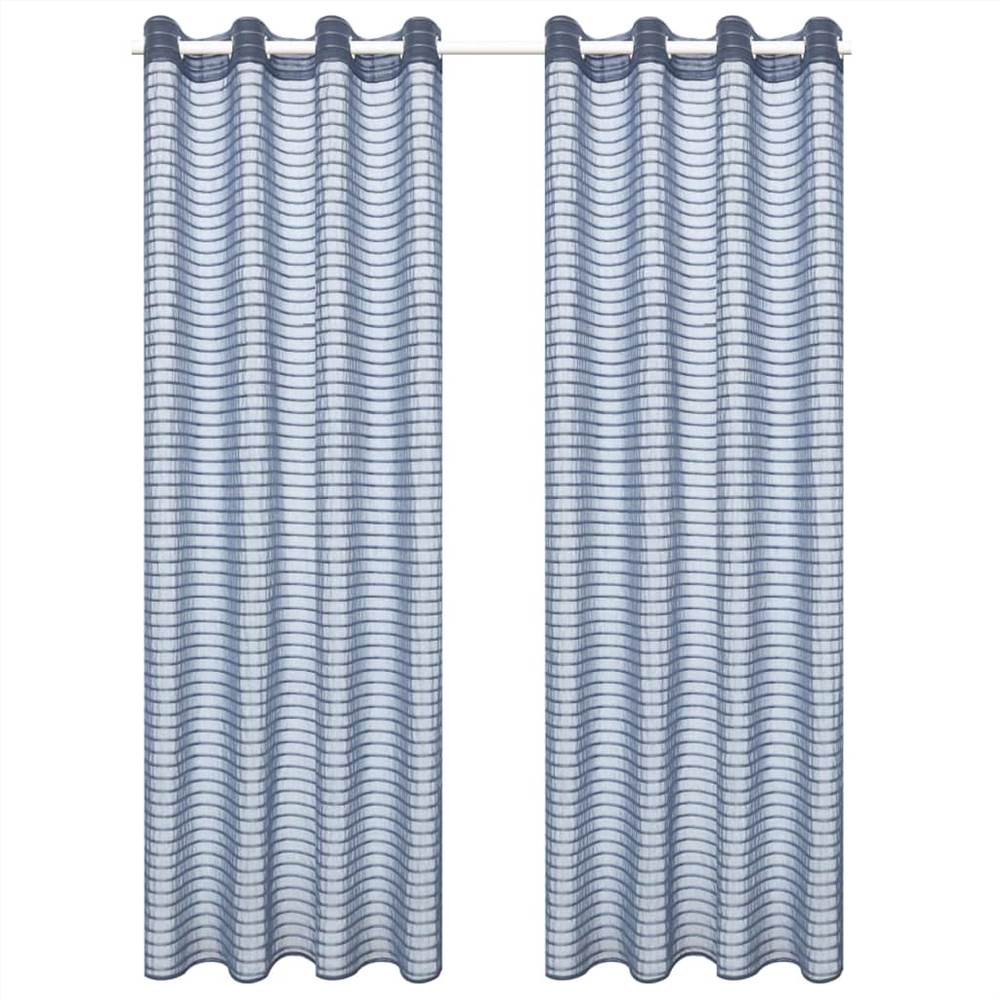 Woven Striped Sheer Curtains 2 pcs 140x225 cm Steel Grey