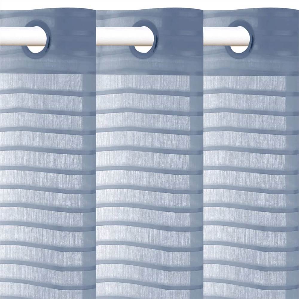 Woven Striped Sheer Curtains 2 pcs 140x225 cm Steel Grey