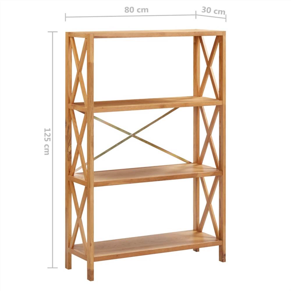 4-Tier Shelf 80x30x125 cm Solid Oak Wood