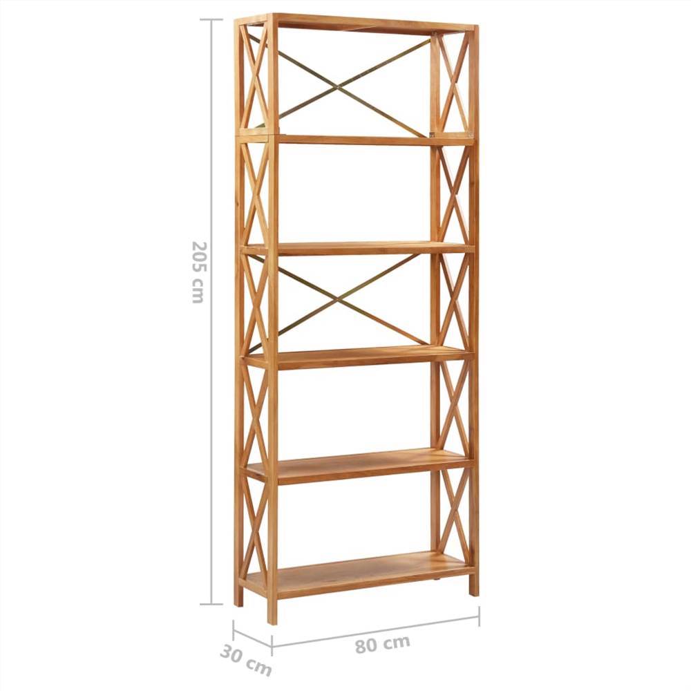 6-Tier Shelf 80x30x205 cm Solid Oak Wood