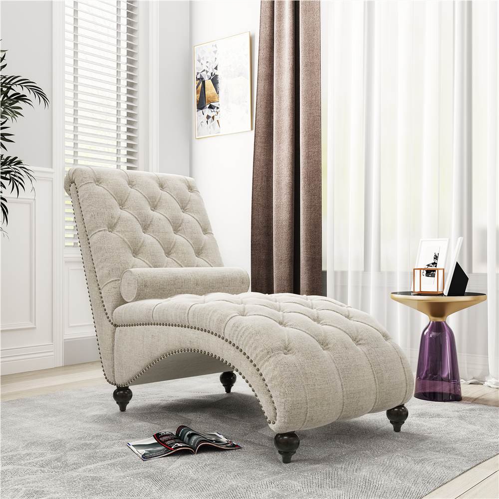 

68" Indoor Leisure Linen Sofa Recliner No Armrest Design with 1 Pillow - Off White