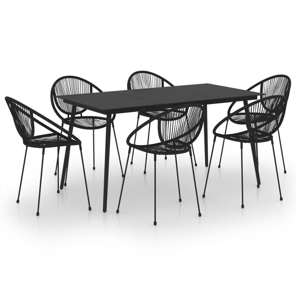7 Piece Outdoor Dining Set PVC Rattan Black
7 Piece Outdoor Dining Set PVC Rattan Black