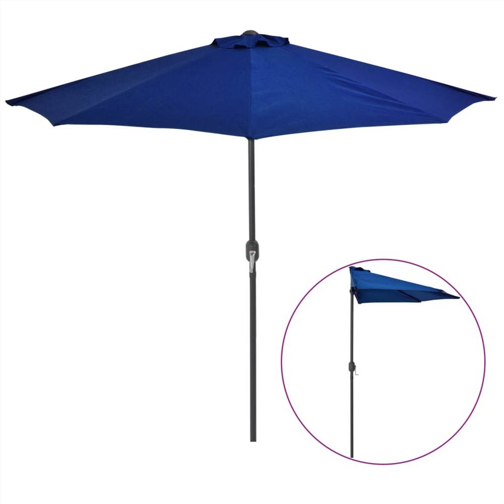 Balcony Parasol with Aluminium Pole Blue 270x135x245 cm Half