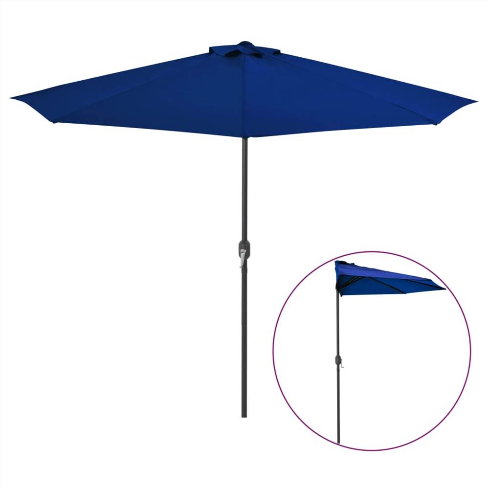 Balcony Parasol with Aluminium Pole Blue 300x150x253 cm Half