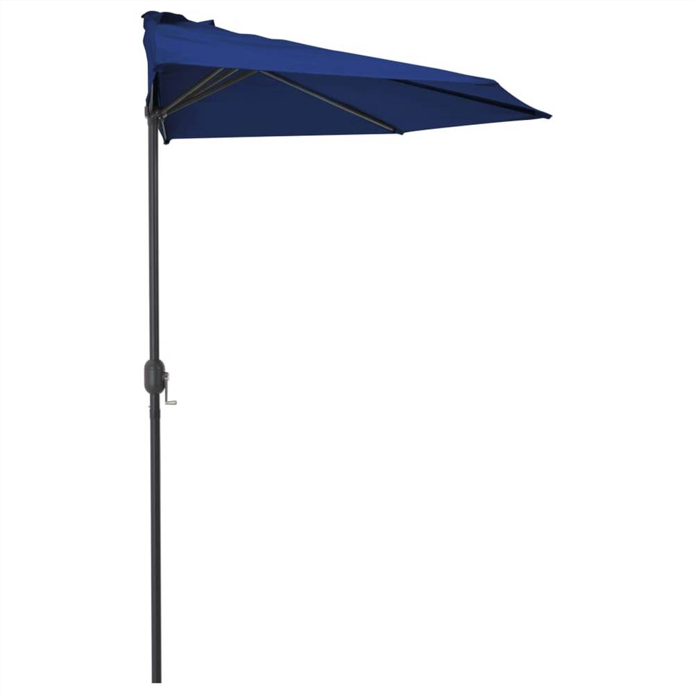 Balcony Parasol with Aluminium Pole Blue 300x150x253 cm Half