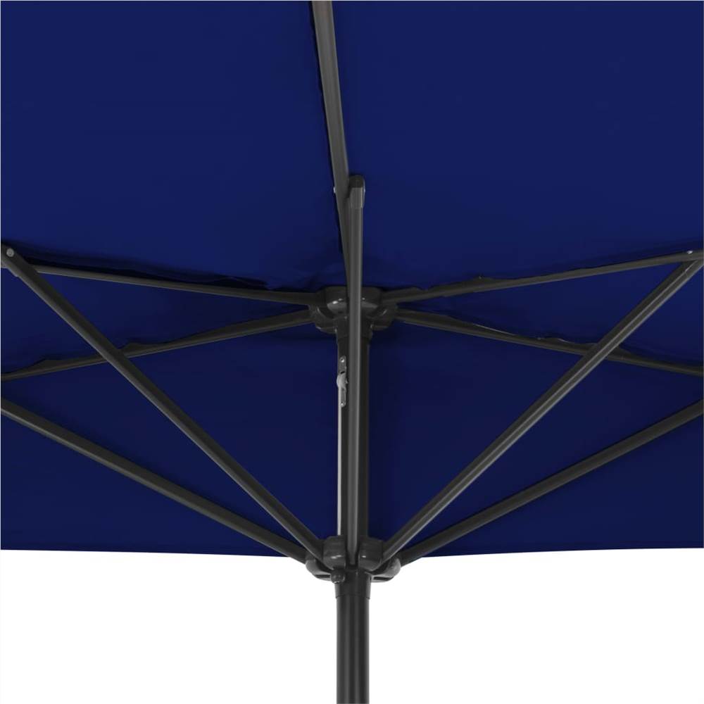 Balcony Parasol with Aluminium Pole Blue 300x150x253 cm Half
