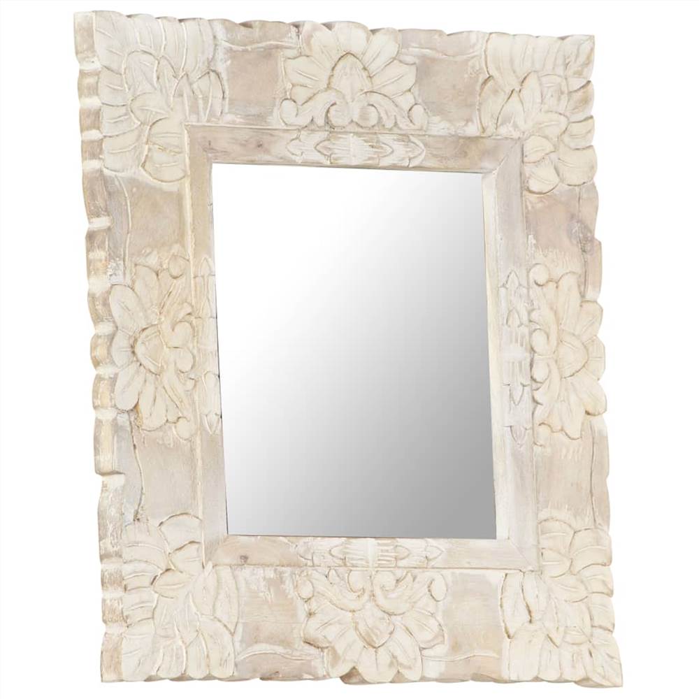 Mirror White 50x50 cm Solid Mango Wood
