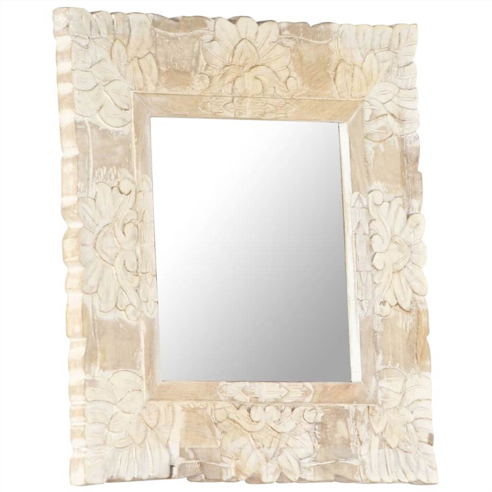 Mirror White 50x50 cm Solid Mango Wood