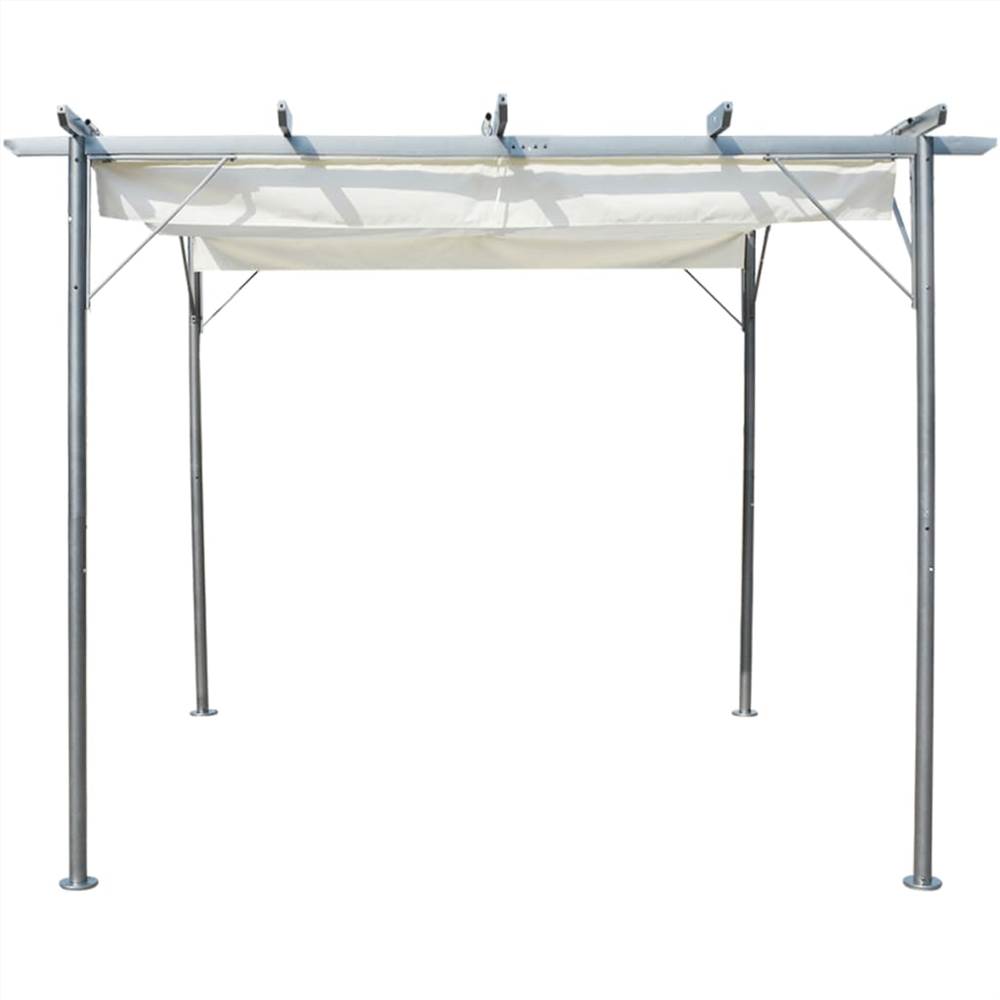 Pergola with Retractable Roof Cream White Steel 3x3 m