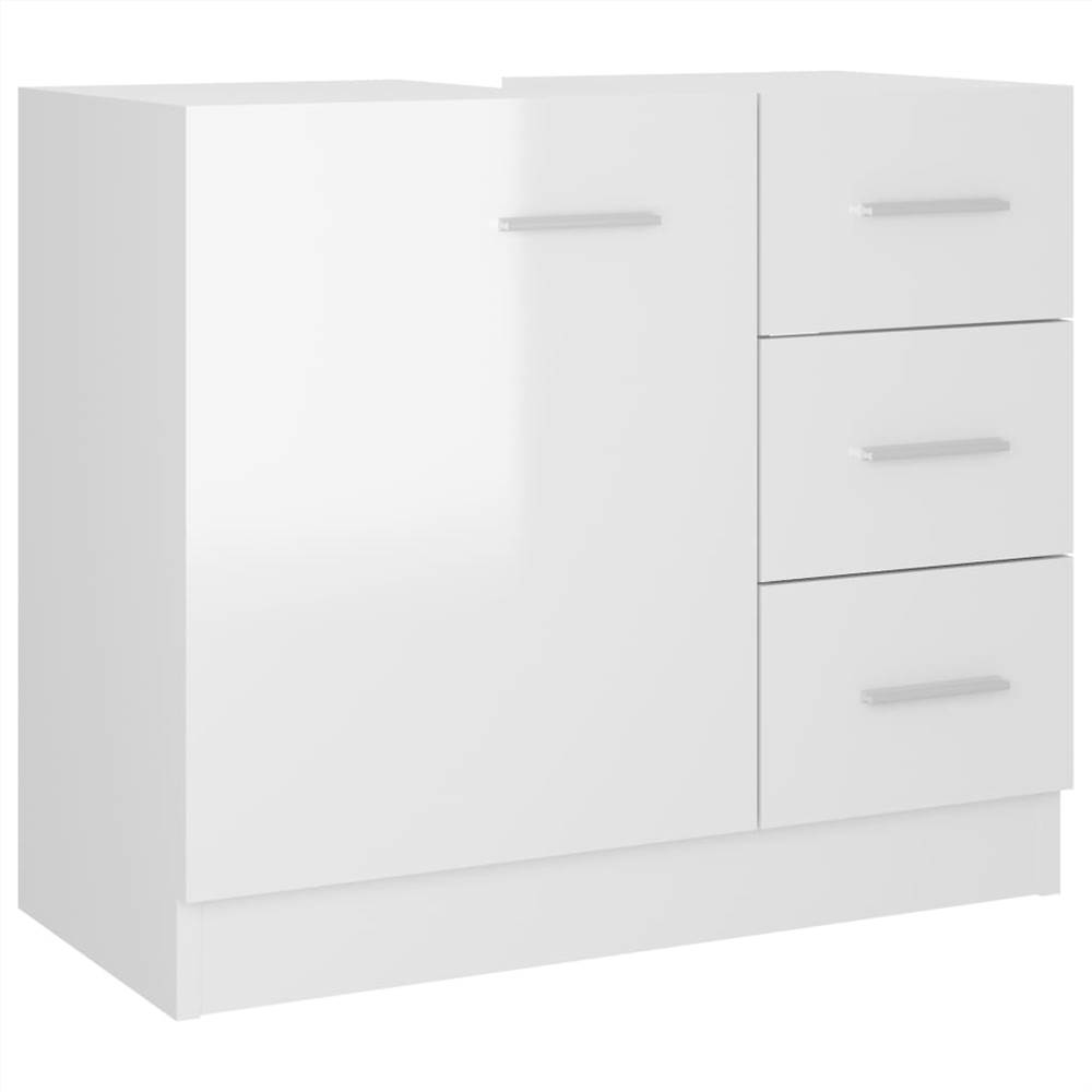 Sink Cabinet High Gloss White 63x30x54 cm Chipboard