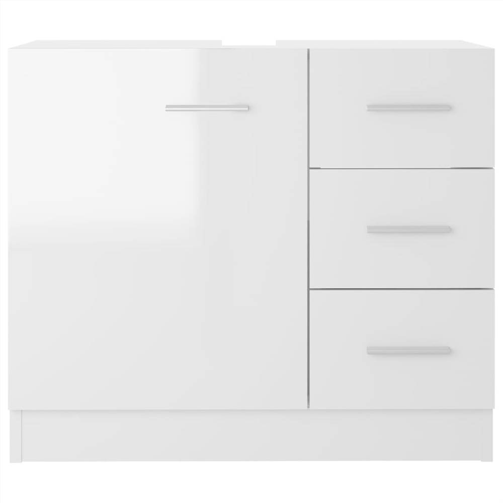 Sink Cabinet High Gloss White 63x30x54 cm Chipboard