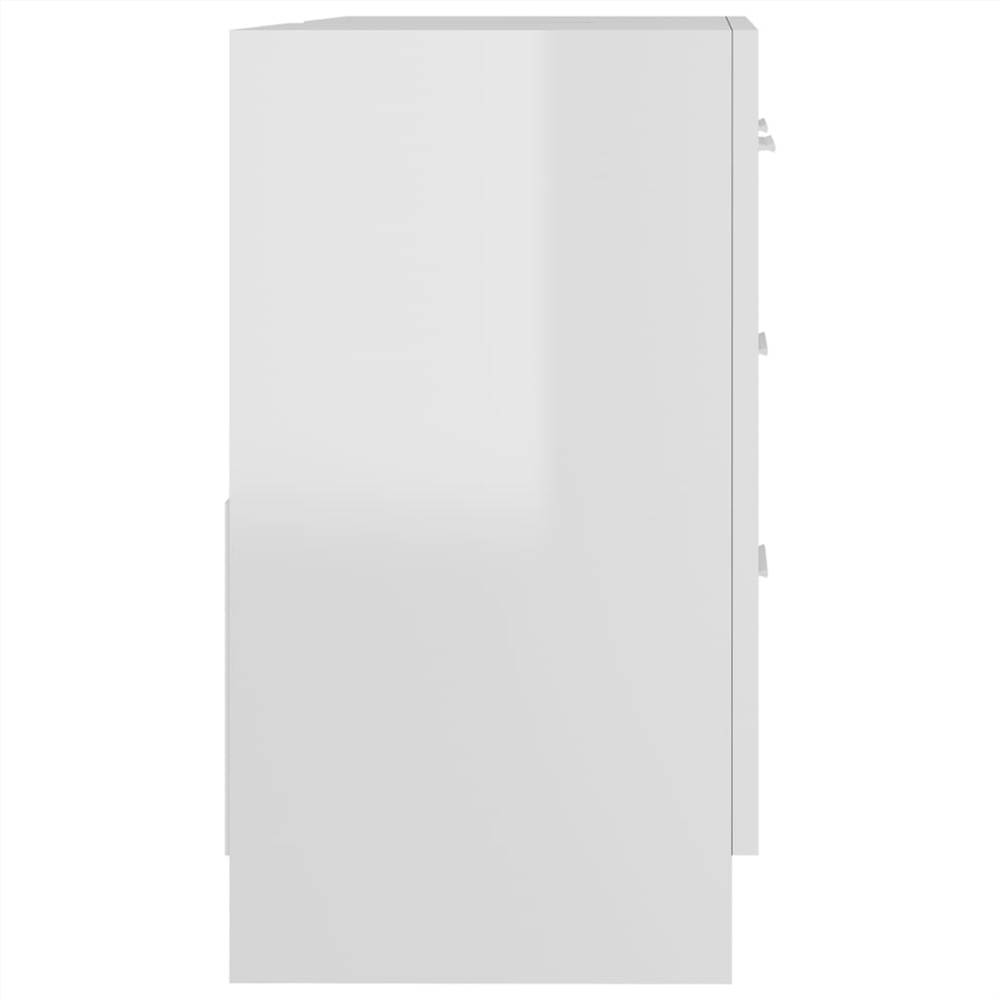 Sink Cabinet High Gloss White 63x30x54 cm Chipboard