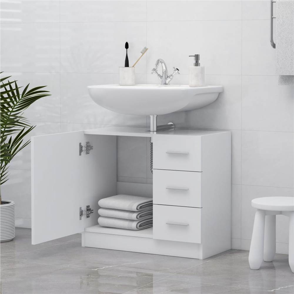 Sink Cabinet White 63x30x54 cm Chipboard