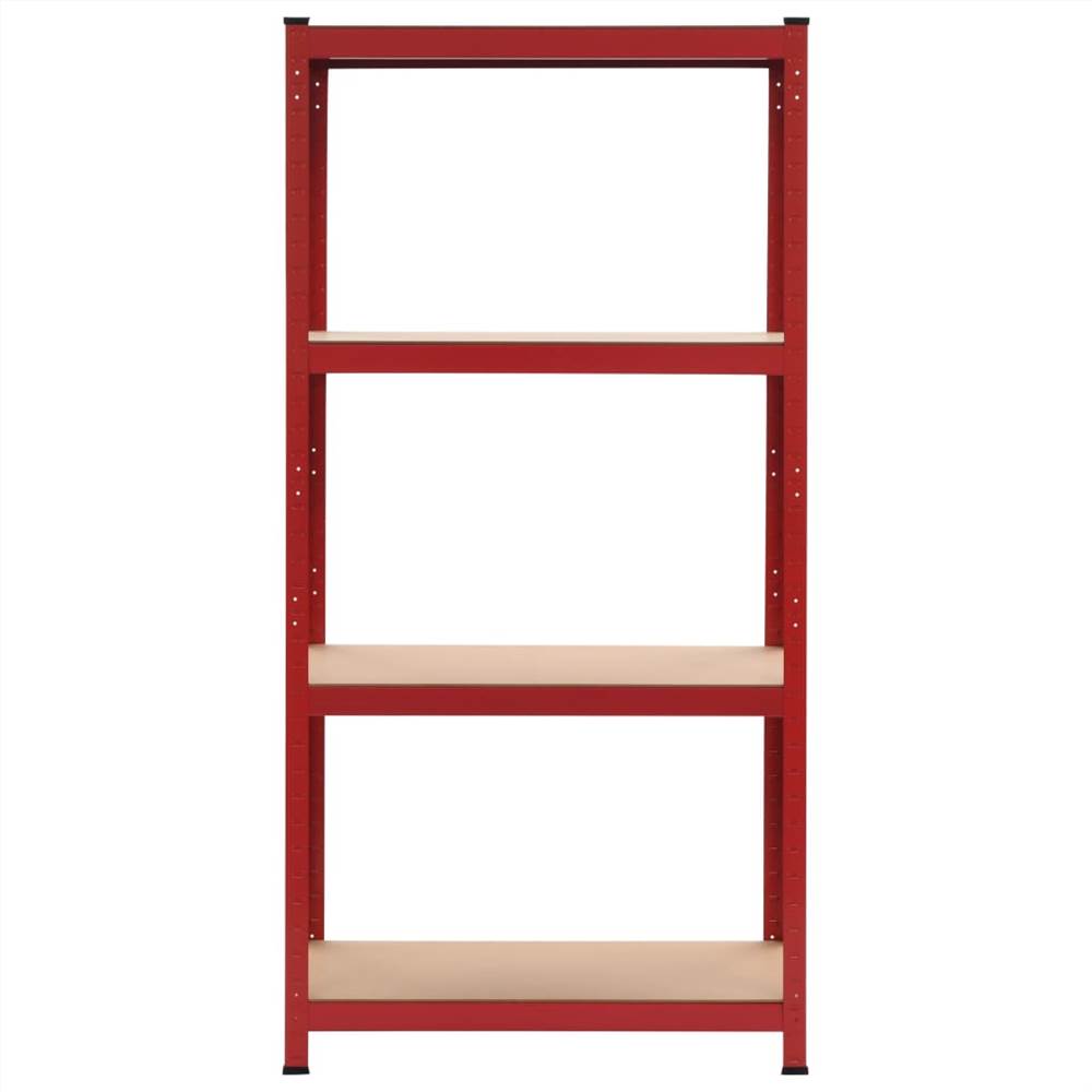 Storage Shelves 2 pcs Red 80x40x160 cm Steel and MDF