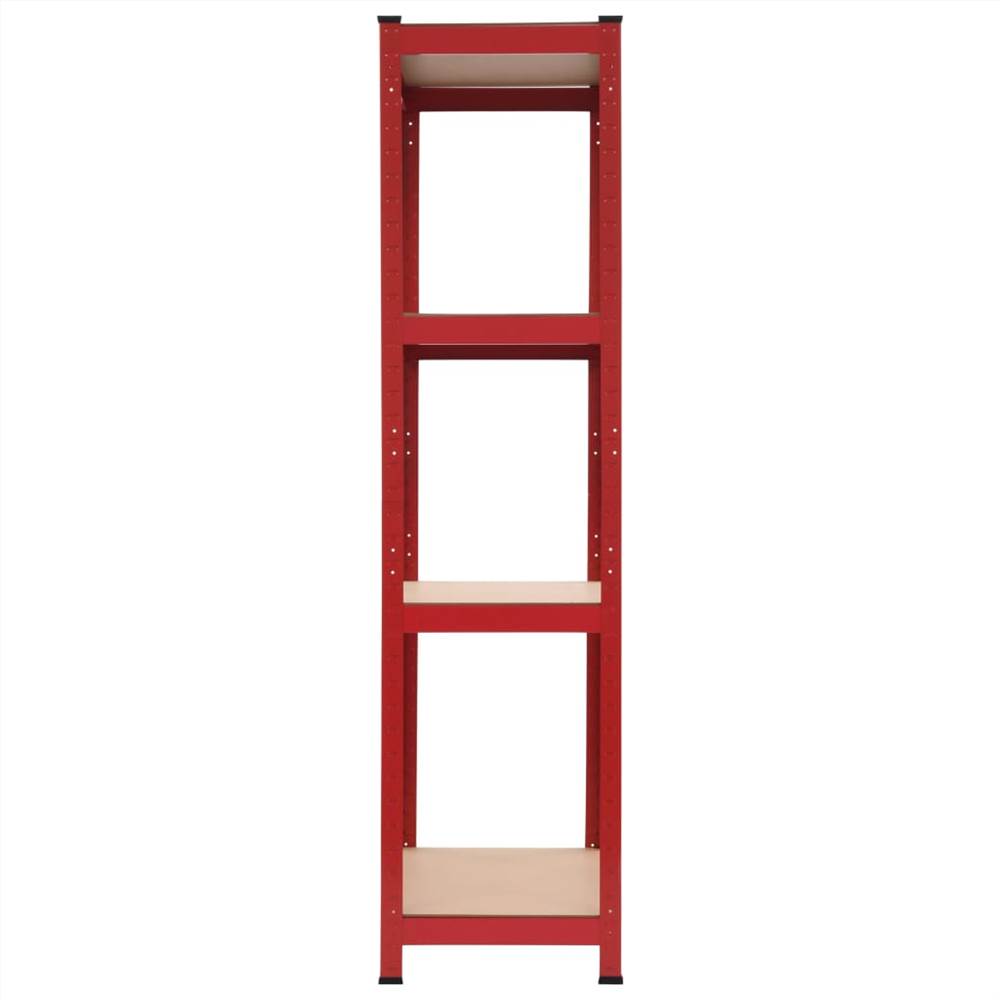 Storage Shelves 2 pcs Red 80x40x160 cm Steel and MDF