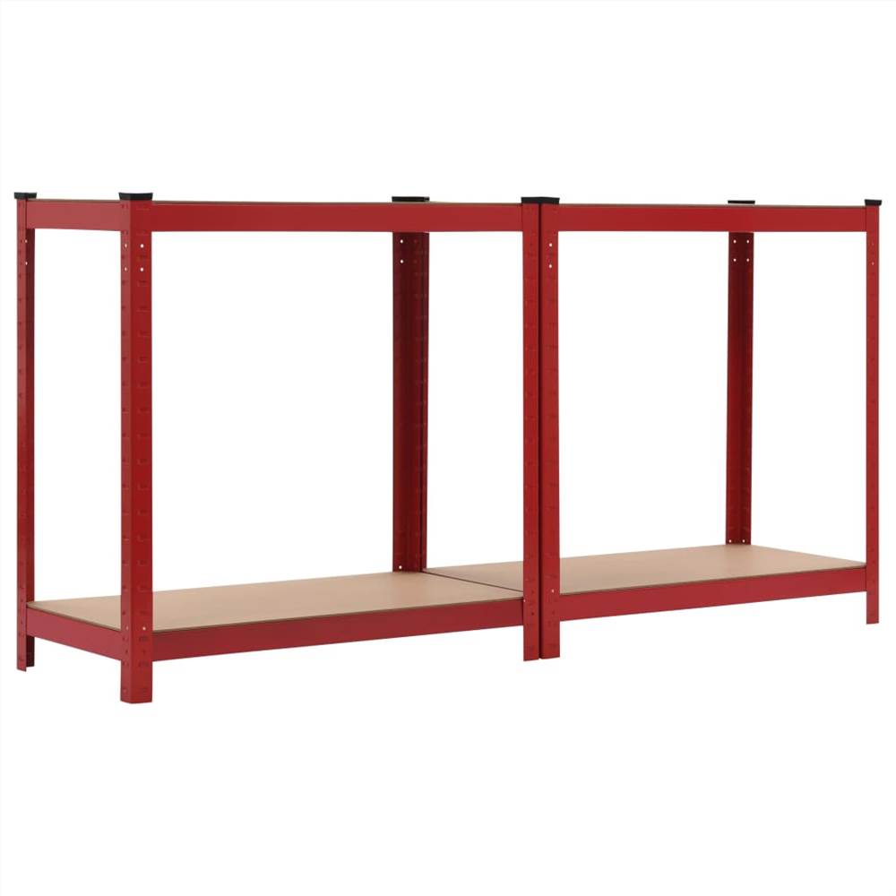 Storage Shelves 2 pcs Red 80x40x160 cm Steel and MDF