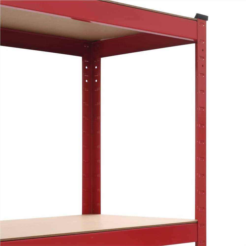 Storage Shelves 2 pcs Red 80x40x160 cm Steel and MDF