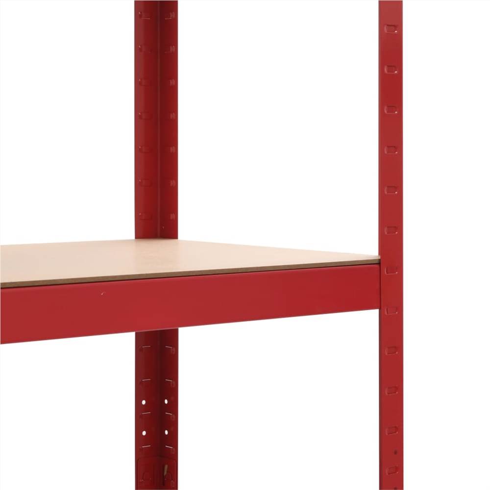Storage Shelves 2 pcs Red 80x40x160 cm Steel and MDF