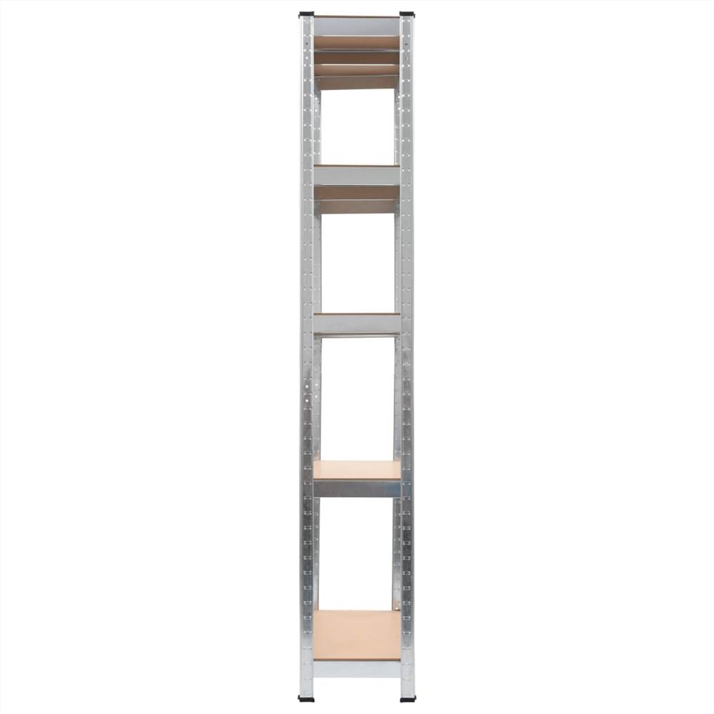 Storage Shelves 2 pcs Silver 90x30x180 cm Steel and MDF