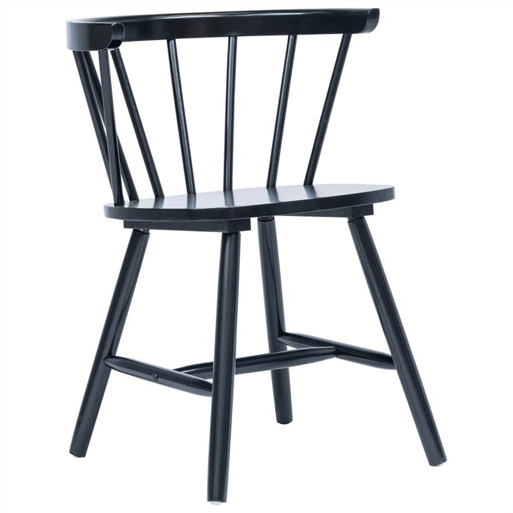 Dining Chairs 6 pcs Black Solid Rubber Wood