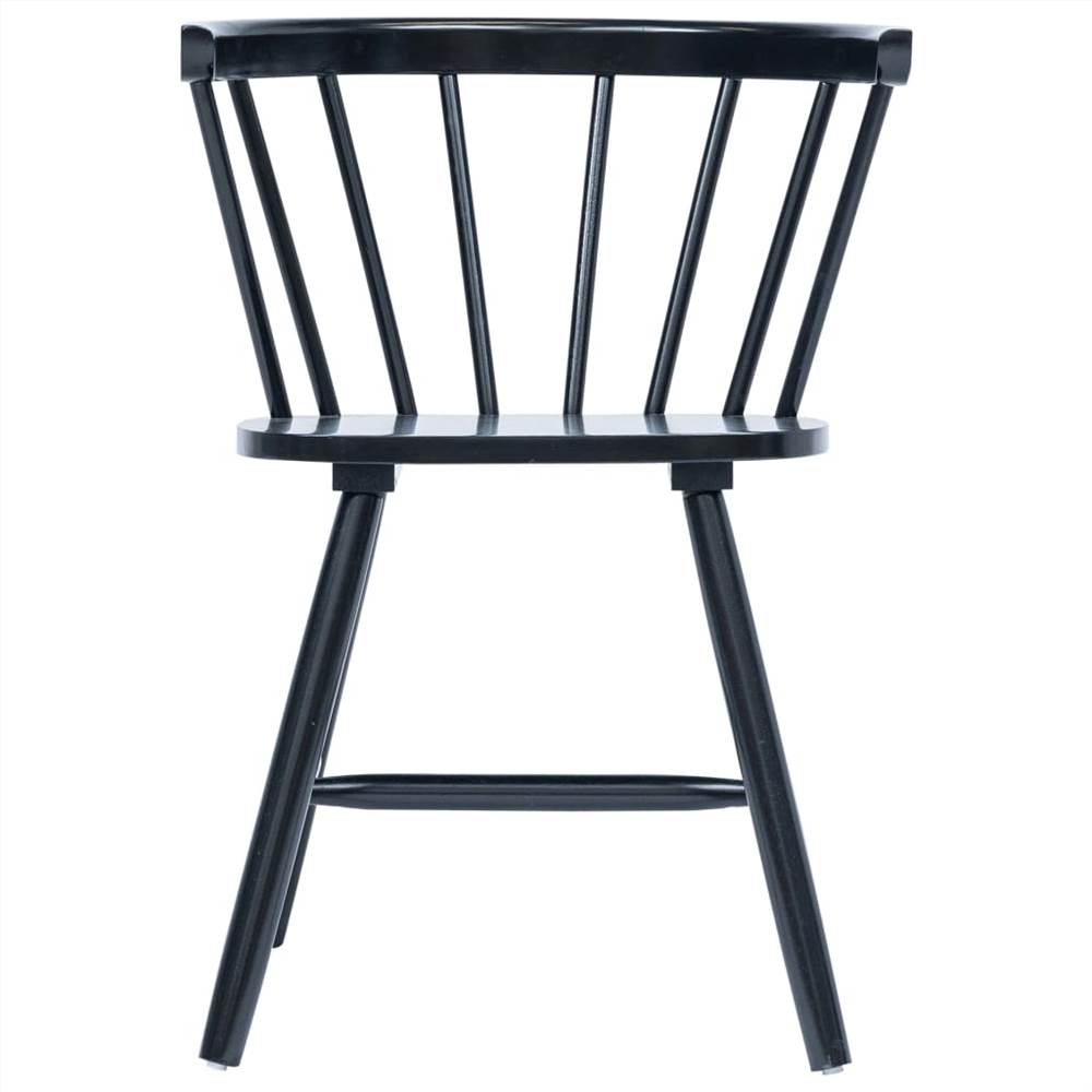 Dining Chairs 6 pcs Black Solid Rubber Wood