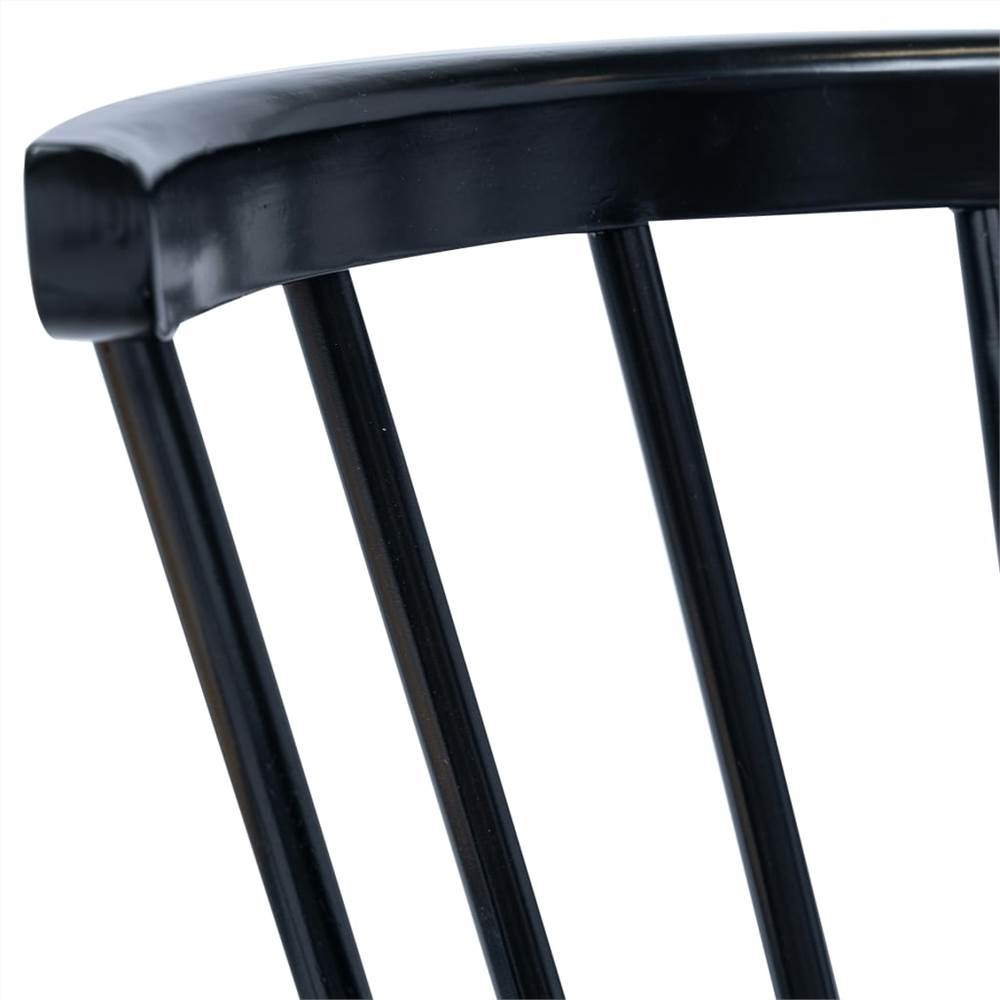 Dining Chairs 6 pcs Black Solid Rubber Wood