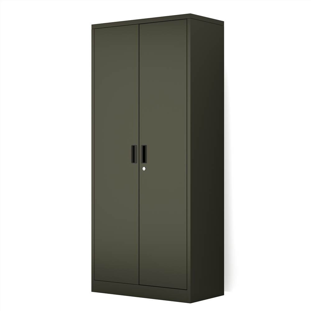 Home Office Steel Storage Cabinet Locker with 4 Adjustable Shelves and Lockable Doors, Multi-layer metal cabinet with 2 Doors, Dark Gray