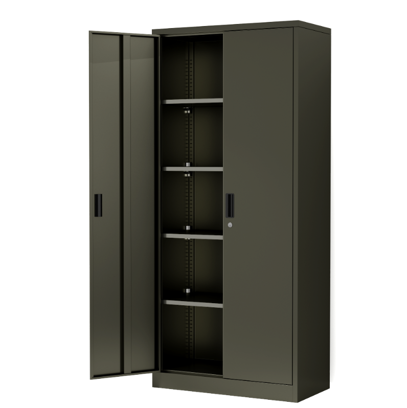 Home Office Steel Storage Cabinet Locker with 4 Adjustable Shelves and Lockable Doors, Multi-layer metal cabinet with 2 Doors, Dark Gray