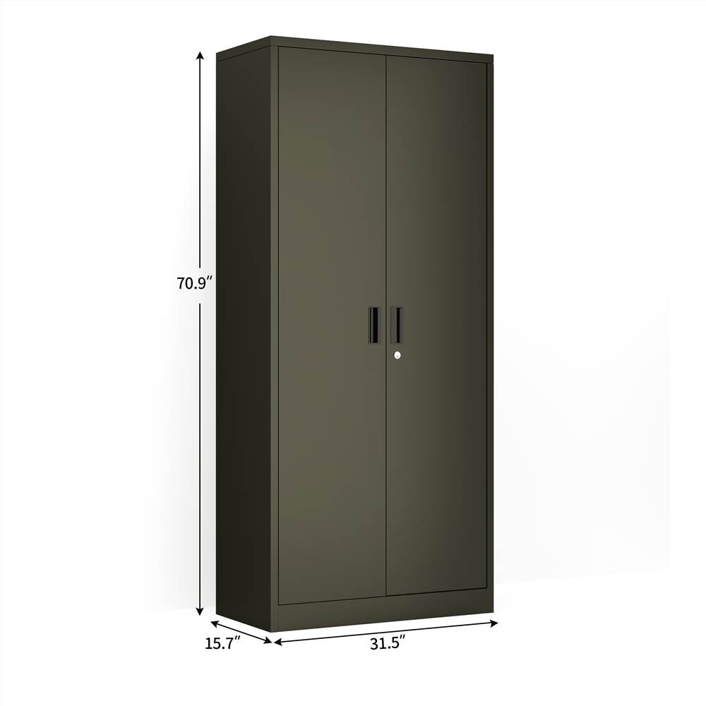 Home Office Steel Storage Cabinet Locker with 4 Adjustable Shelves and Lockable Doors, Multi-layer metal cabinet with 2 Doors, Dark Gray