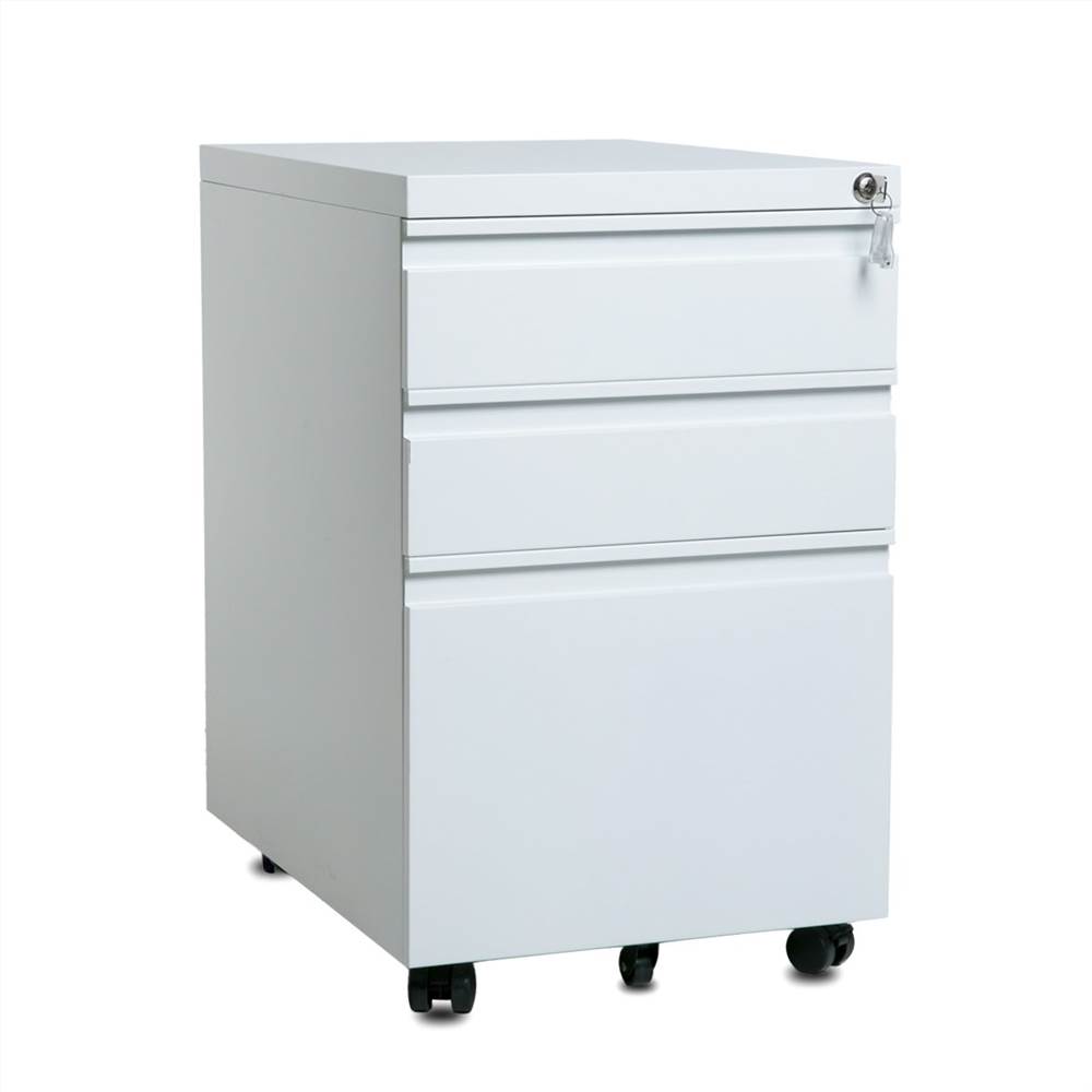 

Merax Home Office Steel Removable File Cabinet with 3 Drawers and Casters - White