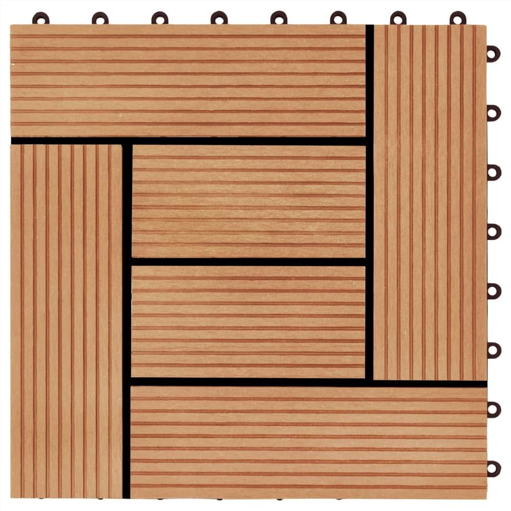 11 pcs Decking Tiles WPC 30x30 cm 1 sqm Teak Colour