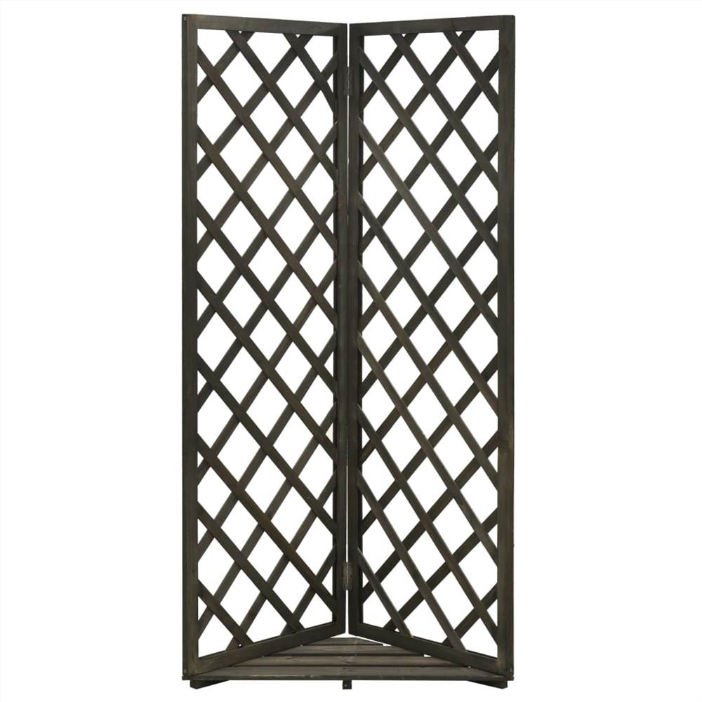 Corner Trellis Planter Grey 50x50x145 cm Solid Firwood