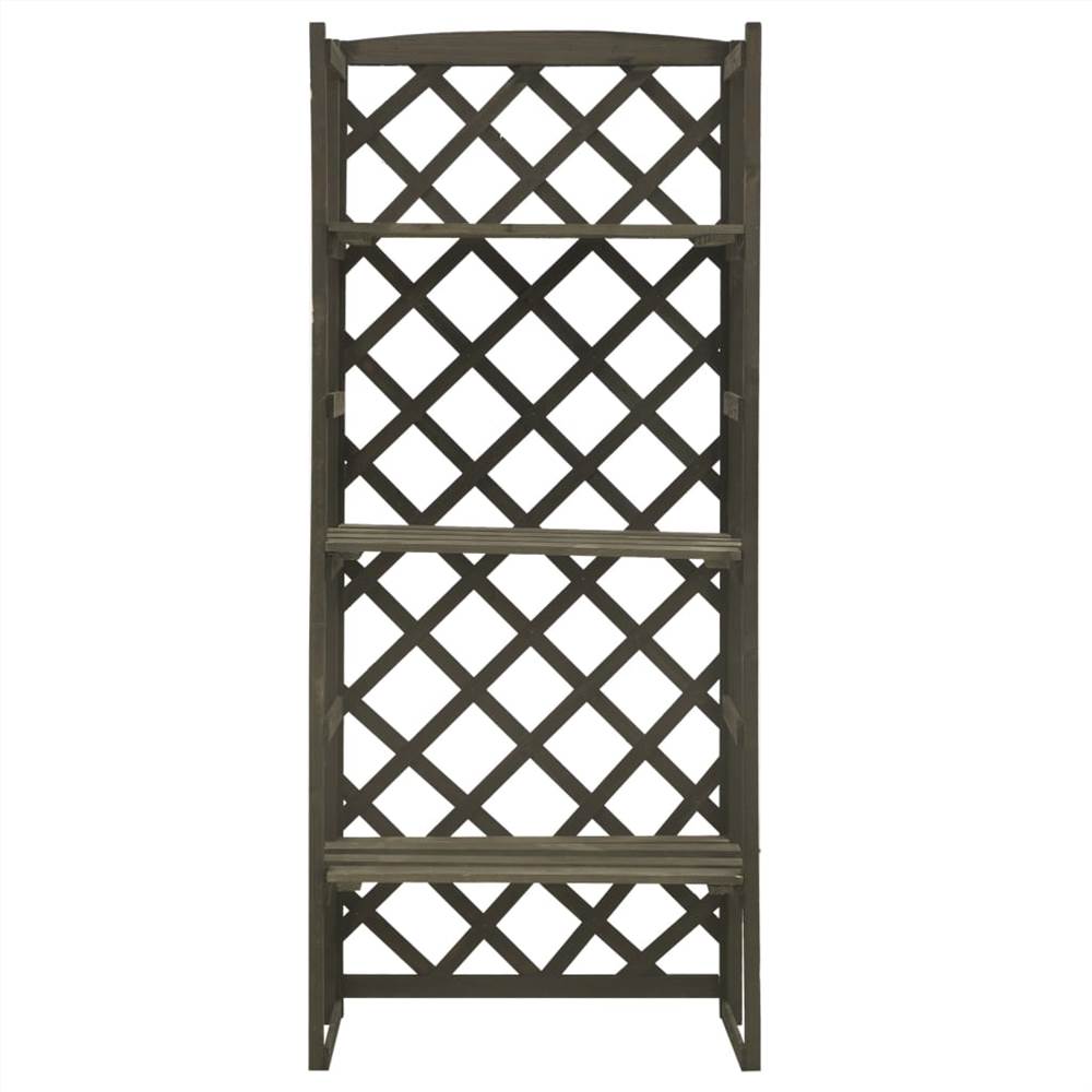 Garden Trellis Planter with Shelves Grey 60x30x140 cm Solid Firwood