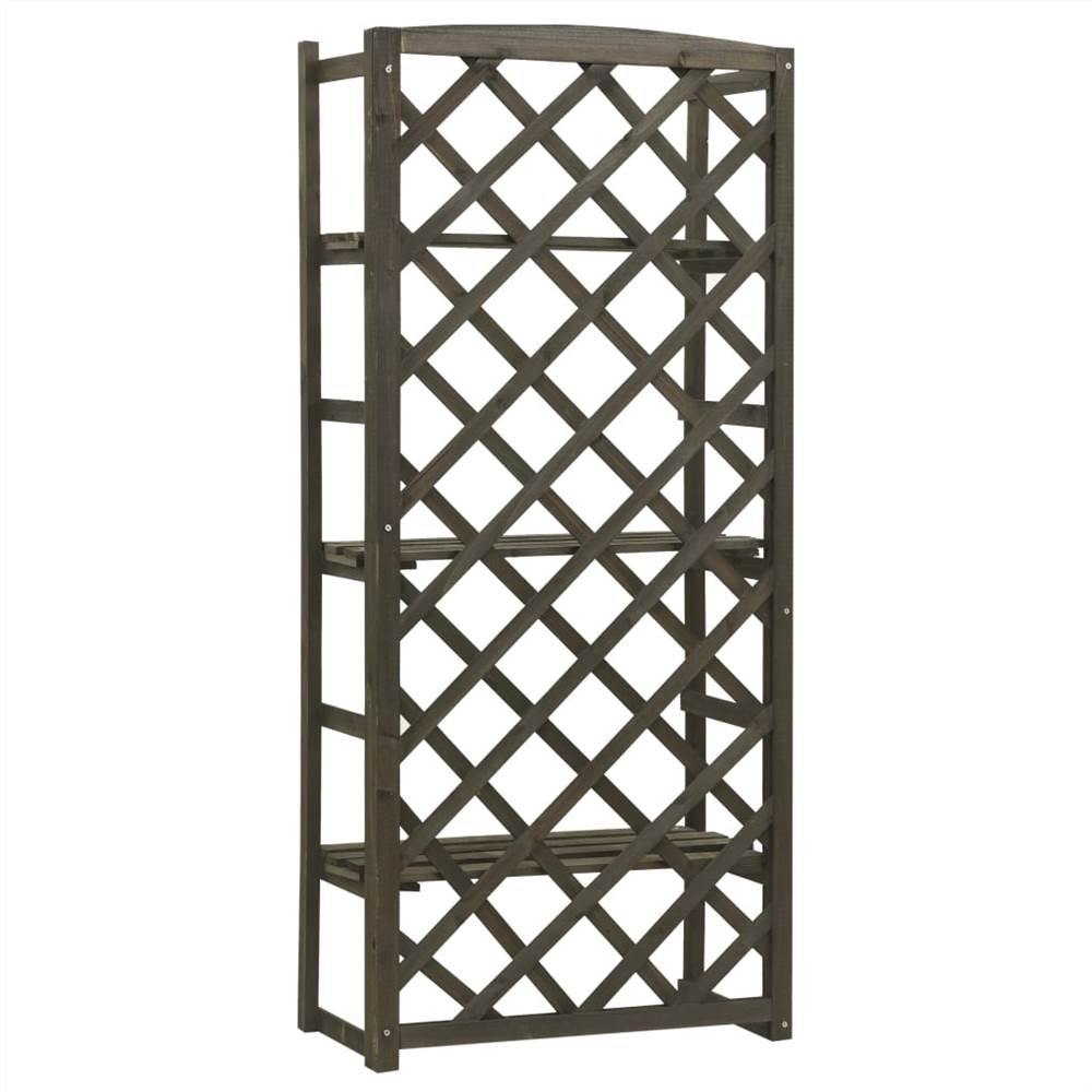 Garden Trellis Planter with Shelves Grey 60x30x140 cm Solid Firwood