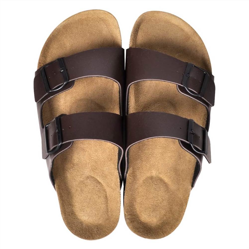 Mens Bio Cork Sandal with 2 Buckle Straps Brown Size 41
