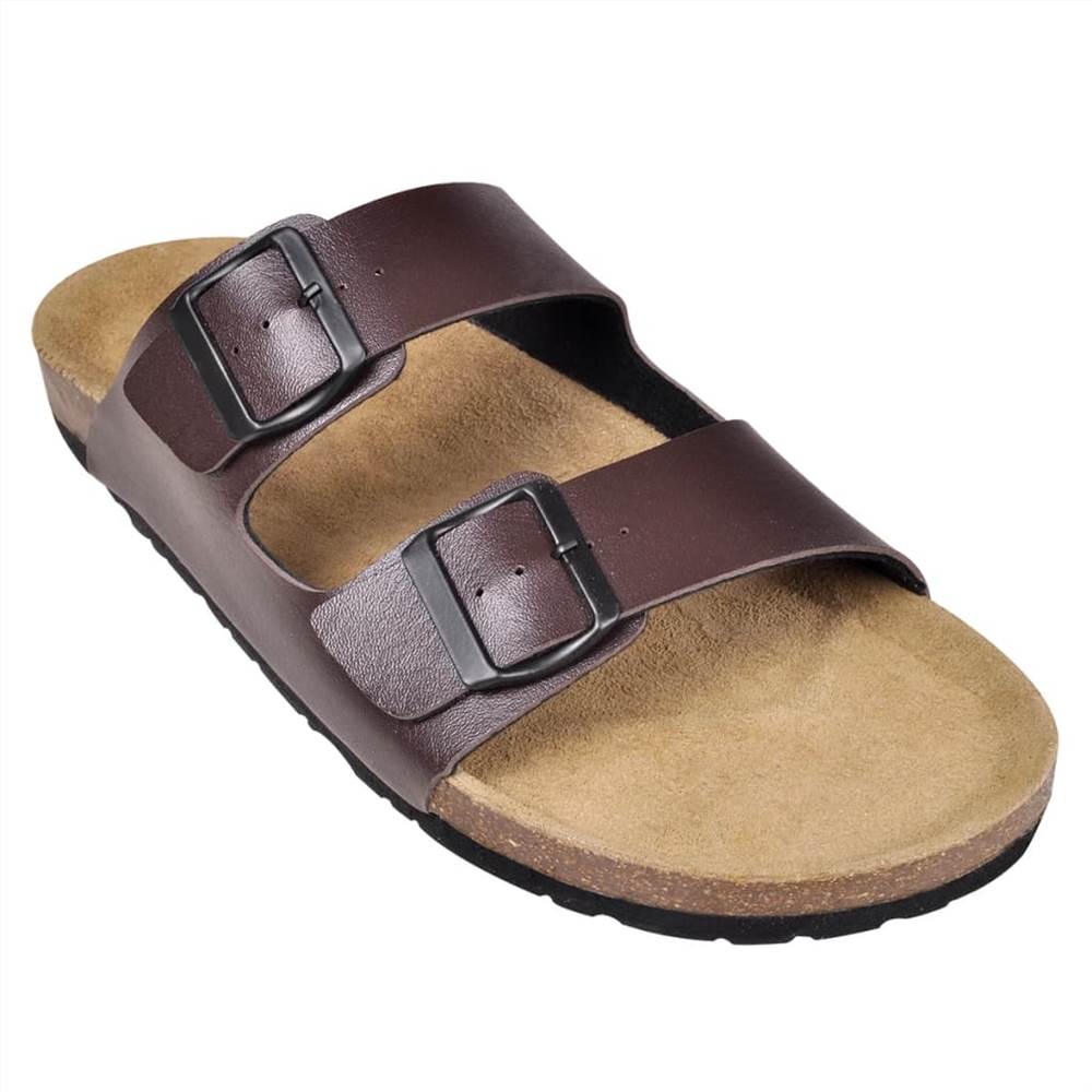 Mens Bio Cork Sandal with 2 Buckle Straps Brown Size 41