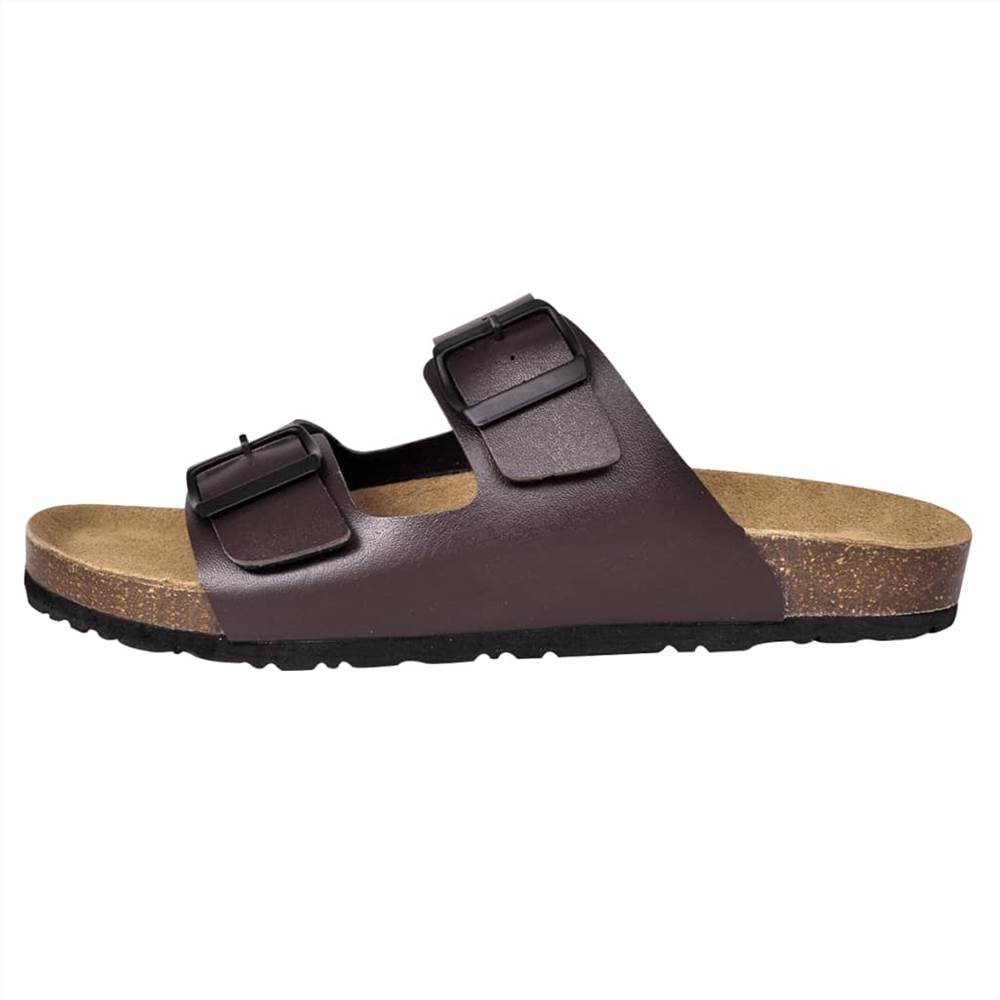 Mens Bio Cork Sandal with 2 Buckle Straps Brown Size 41
