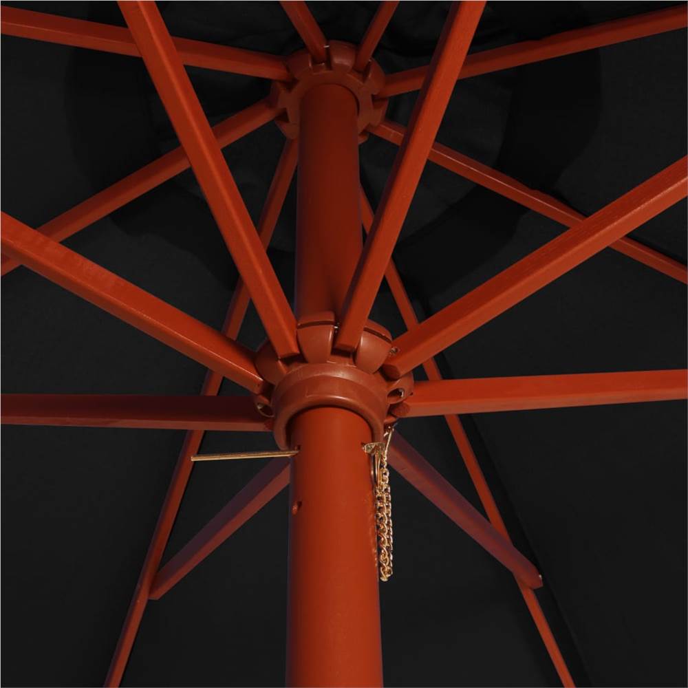 Parasol with Wooden Pole 300x258 cm Black