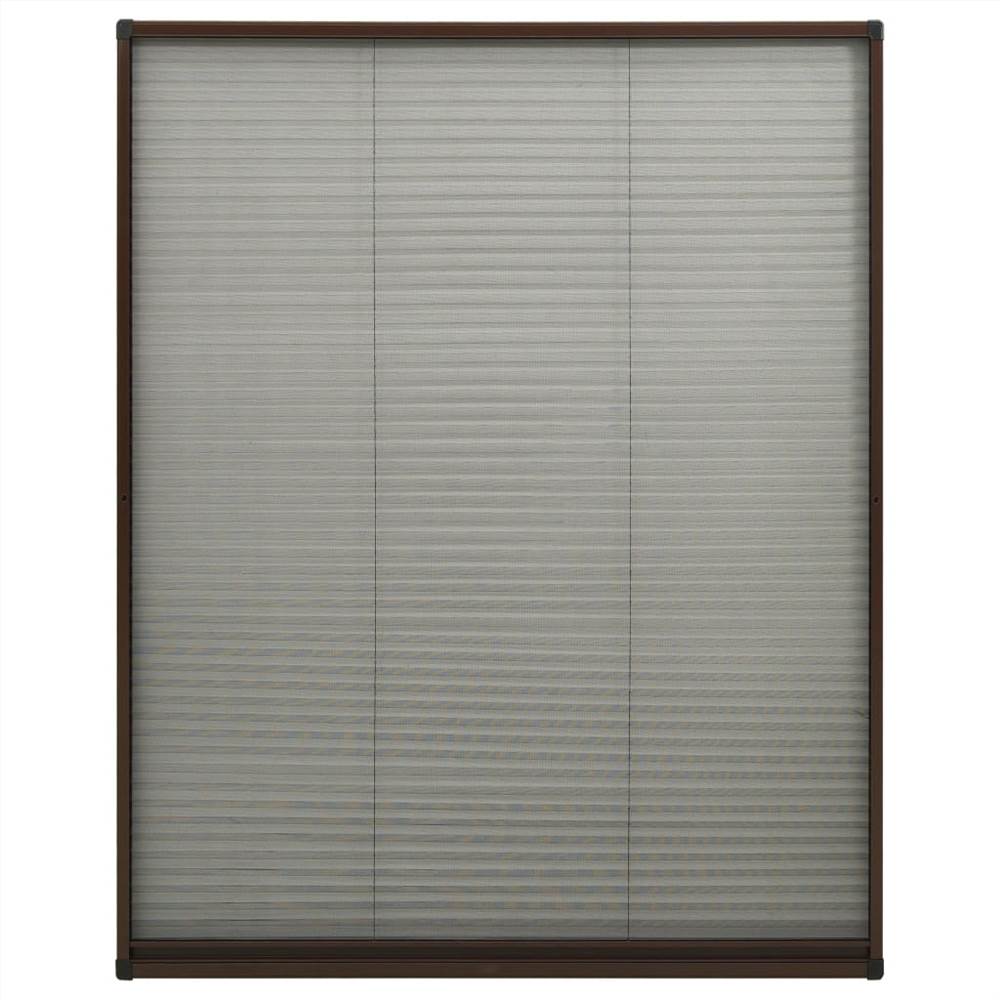 Plisse Insect Screen for Windows Aluminium Brown 100x160 cm
