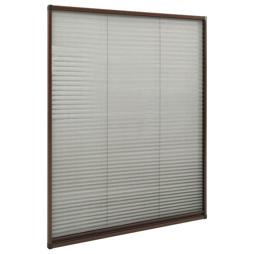Plisse Insect Screen for Windows Aluminium Brown 100x160 cm