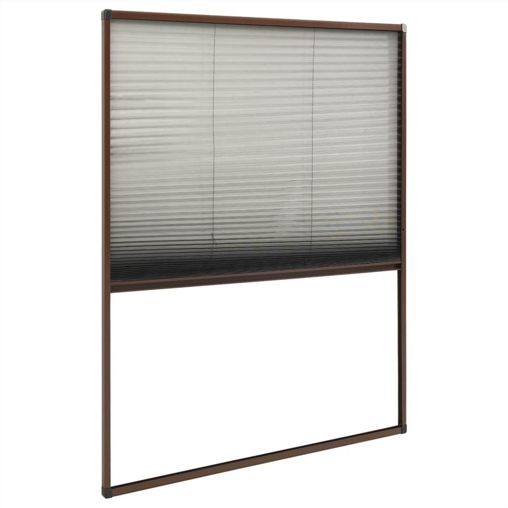 Plisse Insect Screen for Windows Aluminium Brown 100x160 cm
