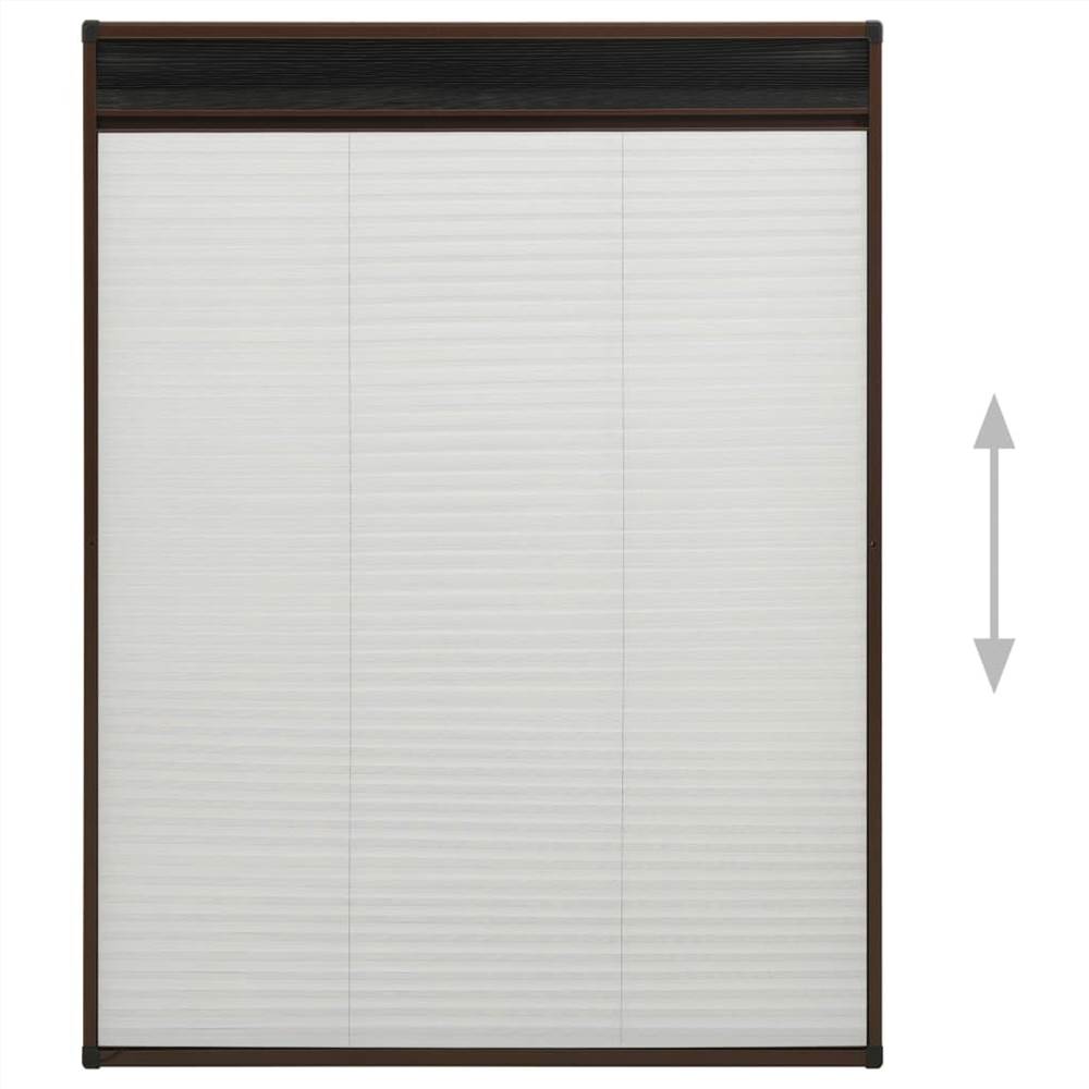 Plisse Insect Screen for Windows Aluminium Brown 100x160 cm