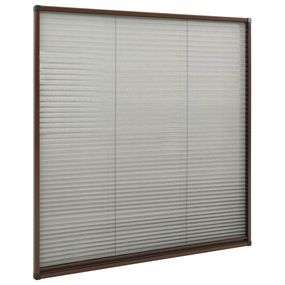 Plisse Insect Screen for Windows Aluminium Brown 120x120 cm