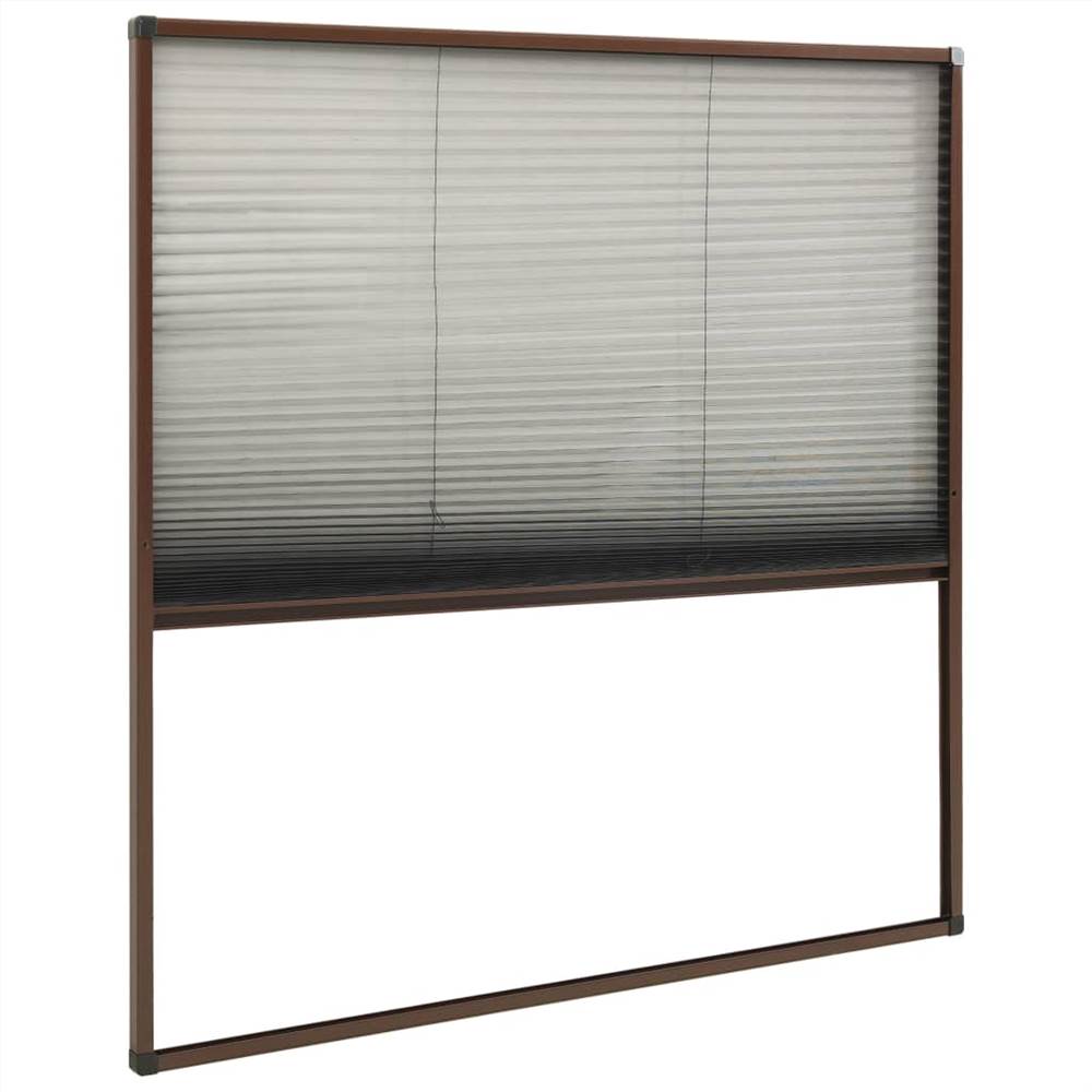 Plisse Insect Screen for Windows Aluminium Brown 120x120 cm