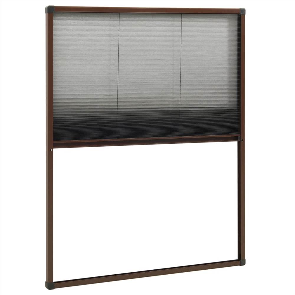 Plisse Insect Screen for Windows Aluminium Brown 60x80 cm