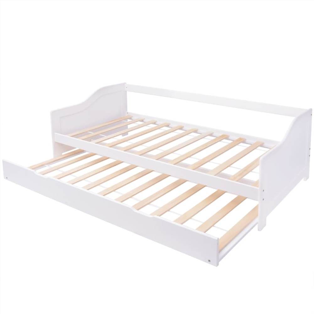 Pull Out Sofa Bed Frame White Pinewood 90x200 cm